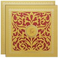 Red Gold Laser cut wedding invitations, hindu marriage cards designs, Buy Kankotris in USA, Mumbai Wedding Cards